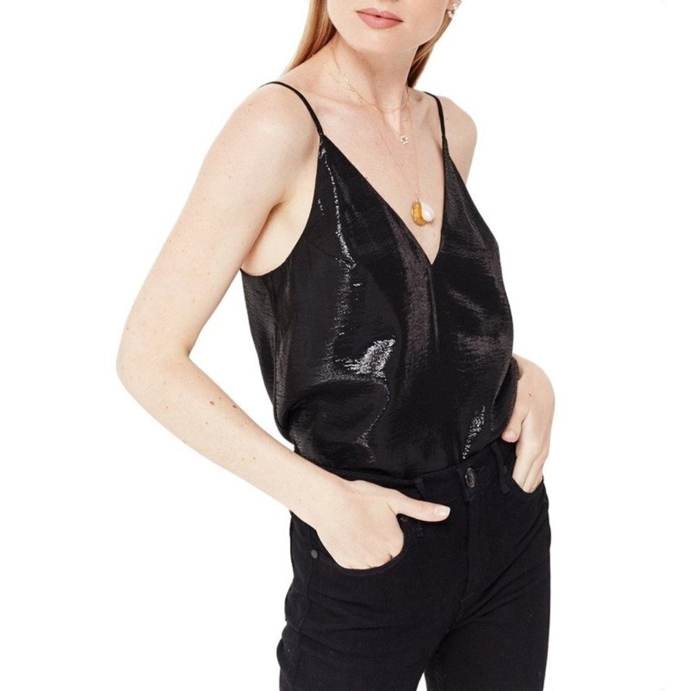 CAMI NYC the Olivia Lame in Black size XL NWT